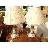 Pair porcelain  table lamps and shades