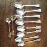 Ten various silver spoons