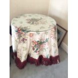 Glass topped occasional table with fine quality fabric cover