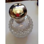 Silver mounted cut glass scent bottle