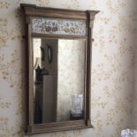 Regency gilt wall mirror with verre eglomise panel