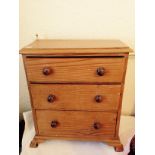 Miniature pine chest with ogee bracket feet