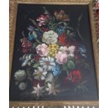 Large still life of flowers in a vase signed indistinctly r