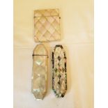 Mother of pearl card case and two spectacle cases