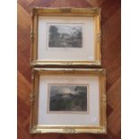 Two 19th c coloured engravings Spring Grove Middlesex and Wolford Lodge Devonshire