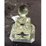 A 1908 Birmingham silver and glass inkwell