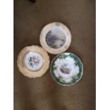 Three 19th c English hand painted plates