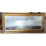 Oil on canvas landscape of the Yorkshire moors by LEWIS CREIGHTON signed l r