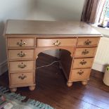 A 19th c pine kneehole desk