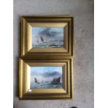 Two oil on board seascapes initialled l r M D