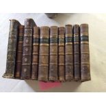 Ten 19th c books with leather spines