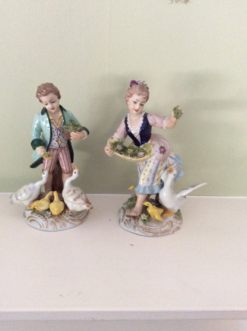 Pair Capo di Monte figures of gooseherders