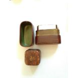 Two leather cased travelling inkwells