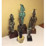 Five Ancient Egyptian bronze figures