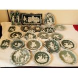 Twenty one pieces green and white jasper ware mainly continental gc