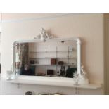 Victorian overmantle mirror painted white