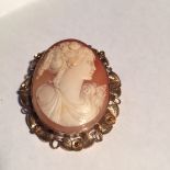 Carved cameo mounted in decorative 9ct gold mount