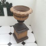 A 19th c terracotta urn on stand