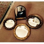 Three small gilt wall mirrors and a prop