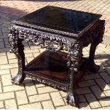 Superb quality 19th c Chinese hardwood table profusely carved with dragons etc. ex Kellies Castle