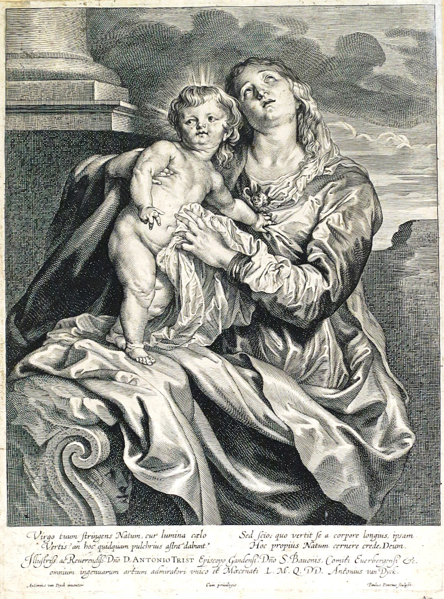 (École flamande) - PONTIUS, Paulus (1603-1658).- Vierge à l'Enfant [d'après Anthony van Dyck (1599- - Image 2 of 2