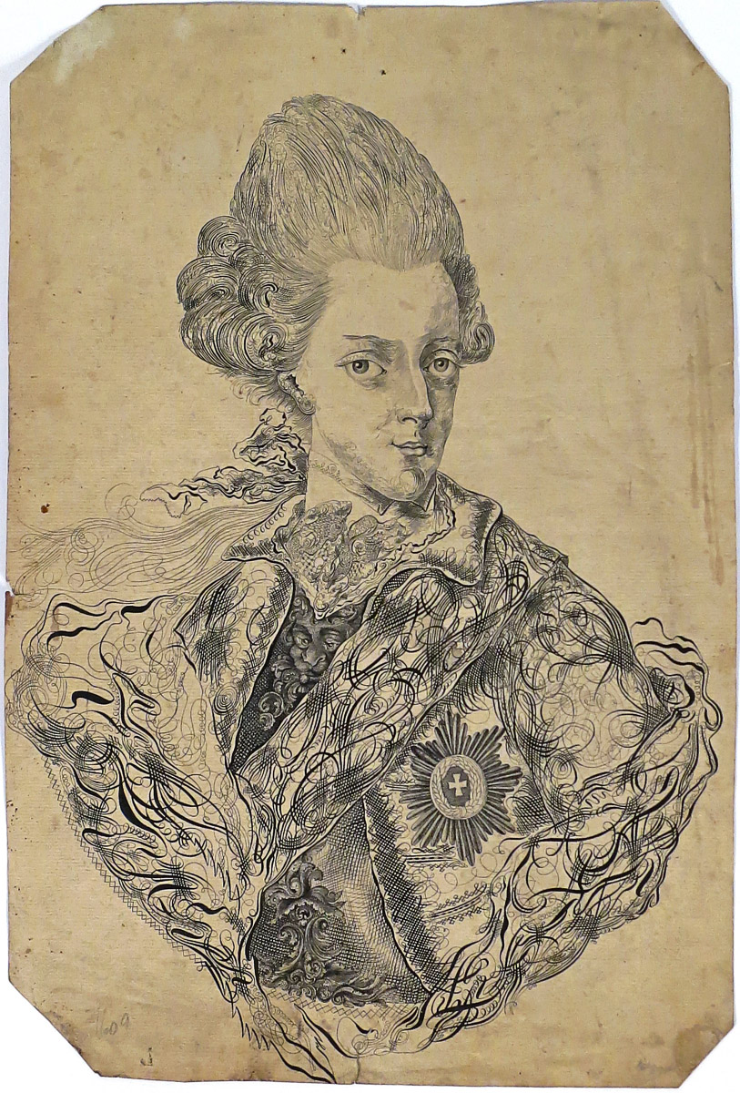 (École allemande ?) - Portrait de Frédéric II de Prusse. Eau-forte, papier vergé filigrané (D & C