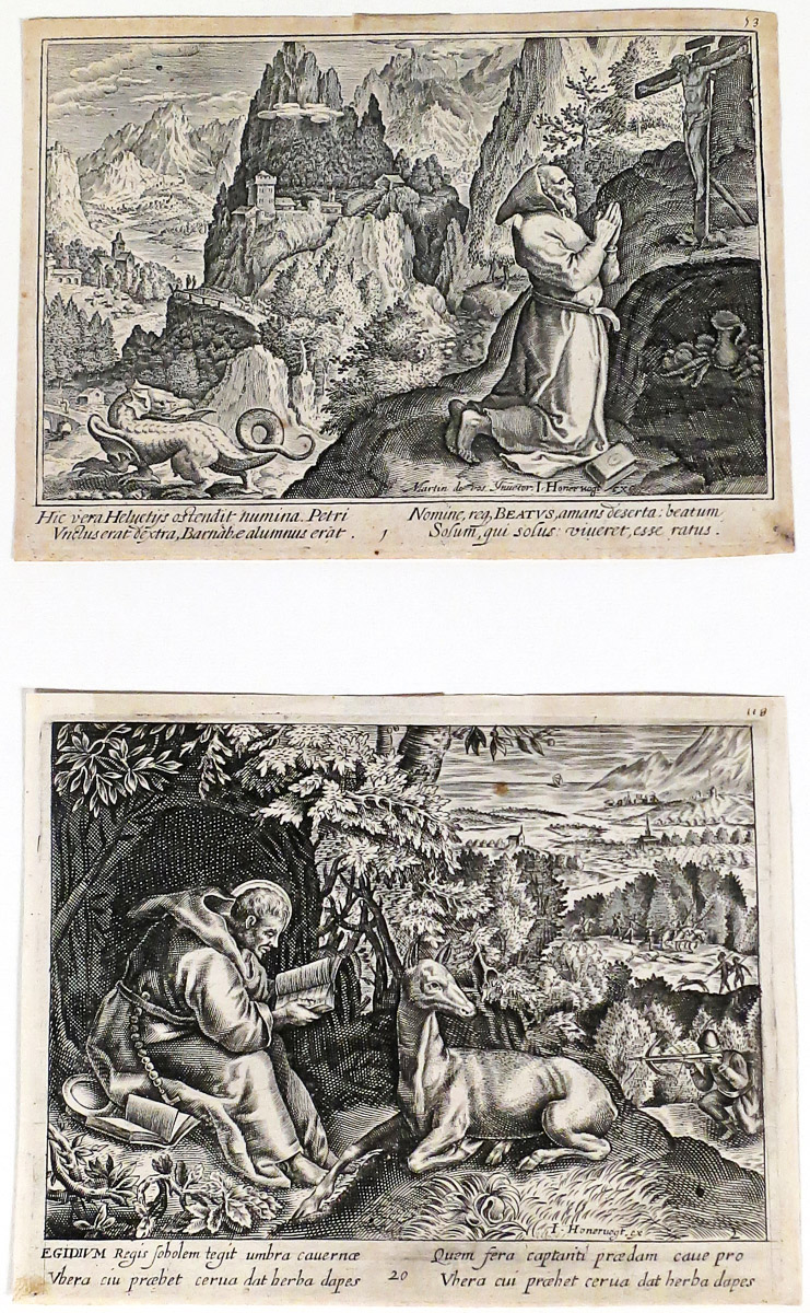 (École flamande) - [ COLLAERT, Adriaen (c. 1560-1618)].- 20 planches des séries des ermites - Image 2 of 3