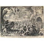 (École flamande) - BOLSWERT, Boetius à (1580-1633).- La Mort, les courtisans et les bêtes [d'après