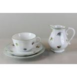 A Richard Ginori Italian porcelain part tea service comprising six cups, saucers, side plates and