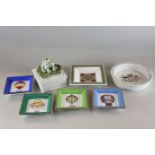 A Villeroy and Boch porcelain square dish with design by Palermo Picasso, 14.5cm, four other