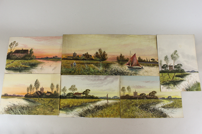 H K Storie, a collection of late 19th/early 20th century unframed watercolours, landscapes with