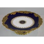 A Copeland china comport in blue and gilt decoration, 24cm