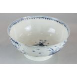 An 18th century blue and white bowl, probably Liverpool, hand painted in the Chinese taste, 5.3cm