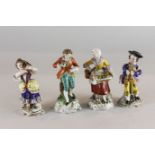 A pair of Samson 'Chelsea' porcelain figures of musicians, she with tambourine and he with pipes,