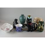 A collection of decorative china to include a Wood and Son 'Orion Ware' jar and cover, a floral