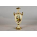 A Royal Worcester blush porcelain urn shaped vase, decorated with flowers, model number 2049, height