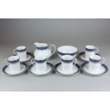 Royal Doulton 'Sherbrooke' bone china coffee set for six with sugar bowl and cream jug