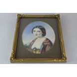 Agnes Bouvoir (Mrs Samuel Joseph Nicoll), watercolour, portrait of a young lady with brown hair