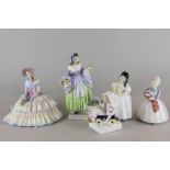Five Royal Doulton figures of ladies, Day Dreams, Spring Flowers, The Rag Doll, Nell and Mandy
