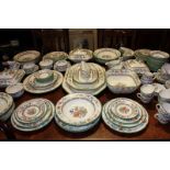 A  large Copeland Spode Chinese Rose pattern dinner, tea and breakfast service comprising fourteen