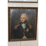 After Abbott, coloured print, a portrait of Admiral Lord Nelson, 48cm by 40cm