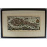 La Citta di Venezia, a framed printed view of Venice with annotation of significant buildings,