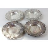 A set of four Victorian silver bonbon dishes (two pairs), maker Richard Martin and Ebenezer Hall