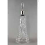 A silver mounted cut glass decanter with stopper, James Dixon and Sons Sheffield 1927, the glass