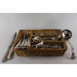 A Kings pattern plated canteen of flatware for eight settings comprising table forks, dessert forks,