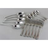 An Edwardian silver part canteen of Old English pattern flatware, makers George Maudsley Jackson and