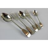 A collection of plated fiddle pattern flatware, various spoons and forks