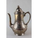 A Victorian silver coffee pot, maker William Robert Smiley London 1851, with pear shaped body and