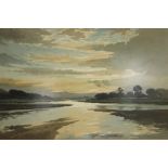 Edwin Harris, 20th century, estuary view, watercolour, signed, 36cm by 53cm