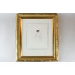 E Swaine, a pencil drawing heightened with watercolour of a mother and child in gilt frame